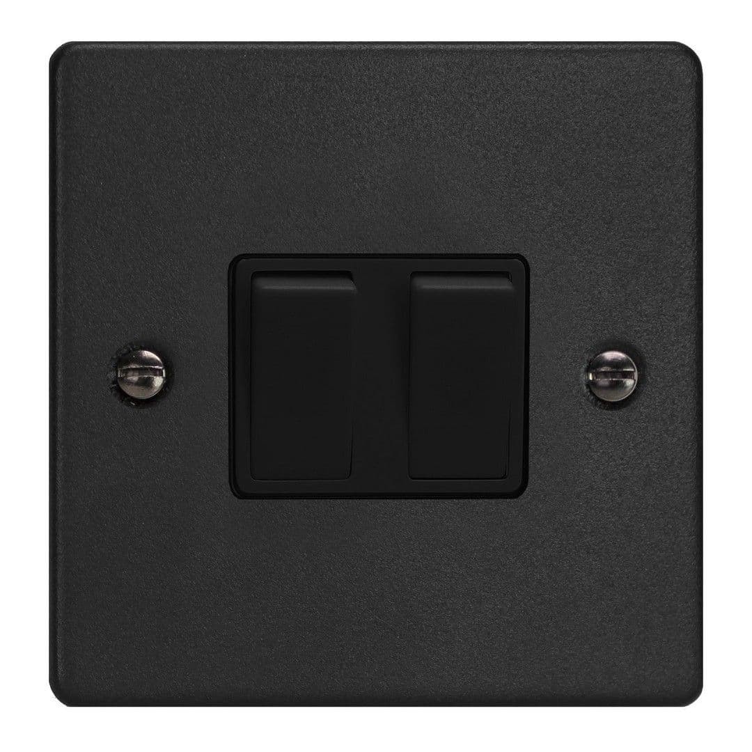 Varilight XDE71B.MB Matt Black 2 Gang  Intermediate + 2 Way) 10A Rocker Switch