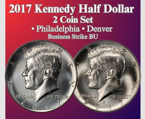 2017 P & D KENNEDY HALF DOLLAR 2 COIN SET NEW BU *