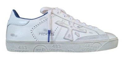 Premiata Herren-Ledersneaker STEVEN_6652 weiß und blau