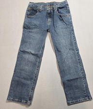 Wrangler Boys Jeans 10 Husky Blue Denim Straight Leg Relaxed Fit Stretch School