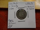 1853 Arrows at Date United States 90% Silver Seated Liberty Dime 10c - Toning