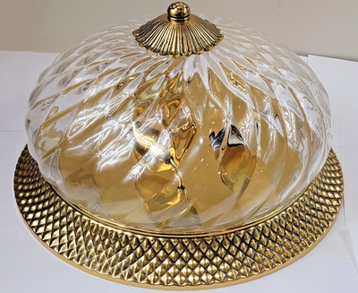 HINKLEY H4881 Flush Mount 3 Light PINEAPPLE Motif Plantation BRASS Ceiling HEAVY