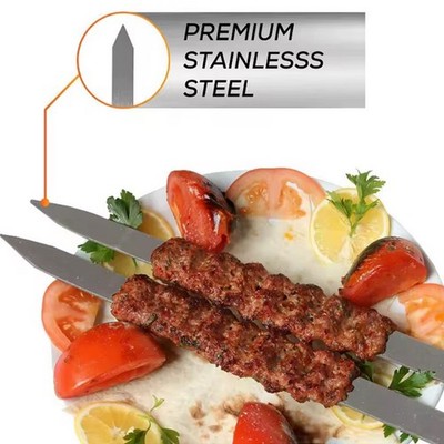 Edelstahl Adana Kebab Grillspieße 60cm Holzgriff Schaschlikspieße Fleischspieß