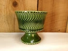 Vintage 1960's McCoy USA Pottery Floraline Green Swirl Pedestal Vase Planter