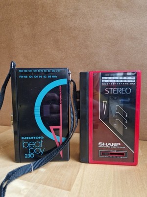 Sharp Walkman AM FM Stereo Cassette Player JC-126H(R) + Grundig Beat Boy 230