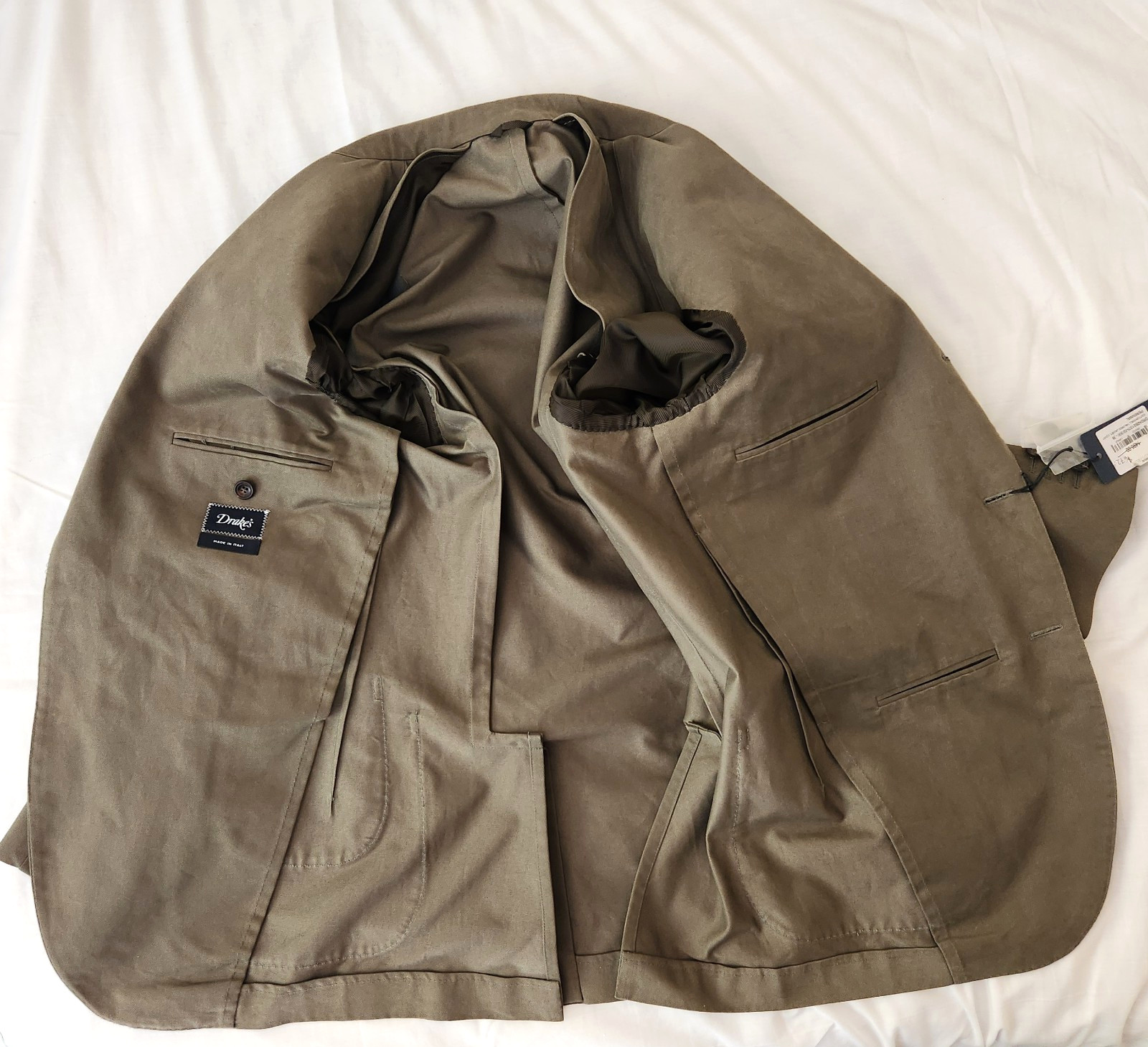 DRAKE'S Green Cotton Twill Sportcoat Jacket Blazer Sz US 38 / EU 48  Italy- NEW