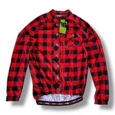 NEW WOSAWE long-sleeve Lumberjack Flannel Plaid Print cycling jersey Men’s Large