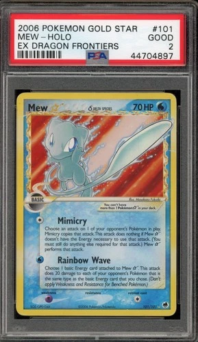 Pokemon Mew Gold Star EX Dragon Frontiers Holo Ultra Rare #101 PSA 2