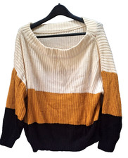 Vimpunic Chuncky Over Sized Tri Color Cow Neck Sweater Size Large