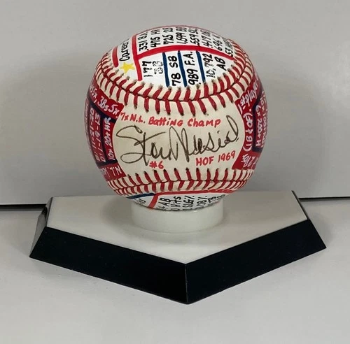 Stan Musial Signed ONL Baseball, VCBC SuperStats, Hand Painted, JSA, Cardinals