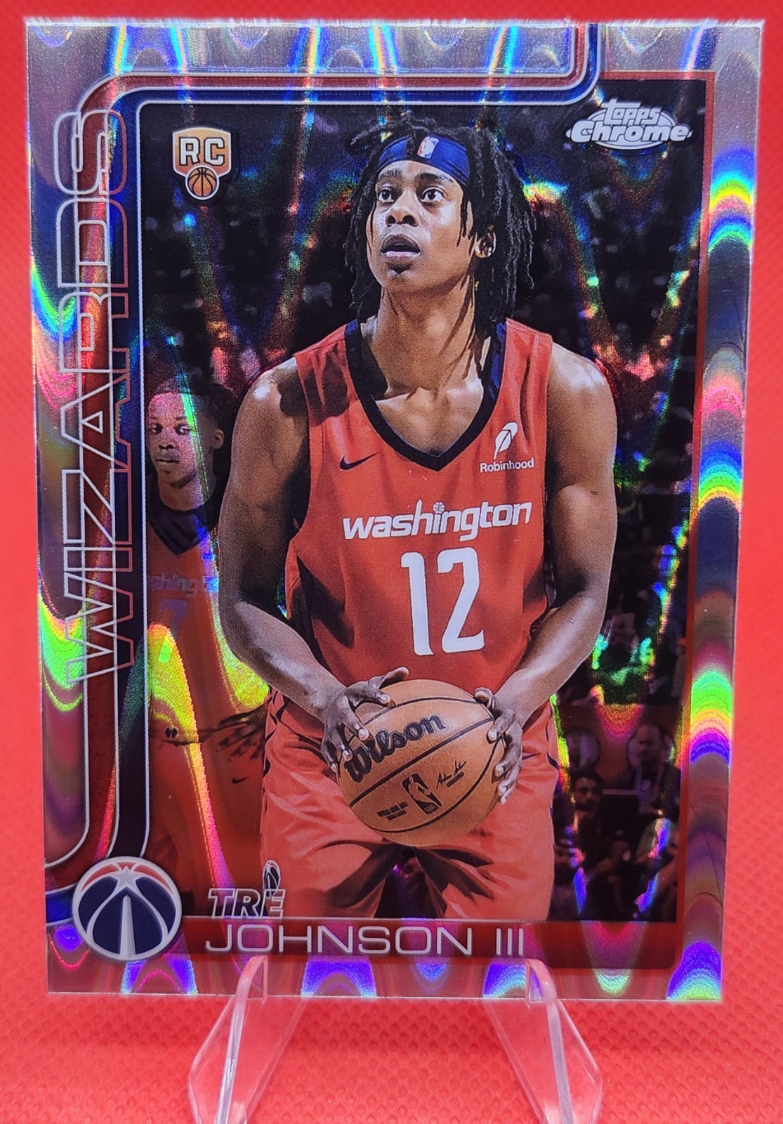 Tre Johnson lll RC 2025-26 Topps Chrome Basketball Rookie RayWave Refractor #256