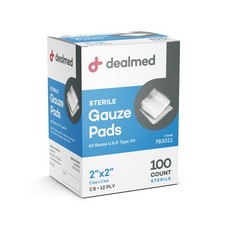 Dealmed Gauze Pads, Sterile, Woven, 12-Ply, 100/Box