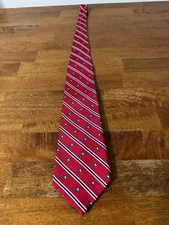 AFLAC 100% silk handmade USA tie Red Blue Men’s Necktie Ducks Stripes