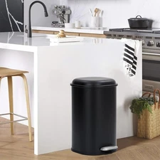 8 Gallon Stainless Steel Step-On Trash Can with Quiet Soft-Close Lid Garbage Bin