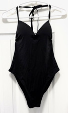 Victoria's Secret Swim Black Underwire Halter One-Piece Swimsuit Size M