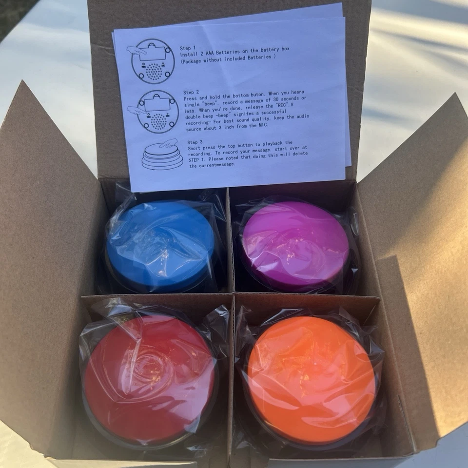 Juego de 4 botones parlantes para perros, botones grabables para entrenamiento de perros Foto 2 de 3