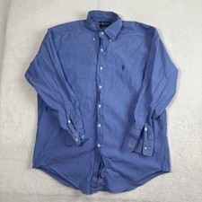 Ralph Lauren Yarmouth Blue Long Sleeve Button Up Collared Dress Shirt Men's 15.5