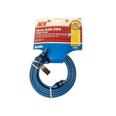 ACE Studio Grade Stereo Audio Cable 12ft 24K Gold Plated RCA Blue 3183530 NEW
