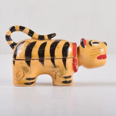 Vintage Japanese Incense holder Kyoyaki Kiyomizu Rokubei Tiger