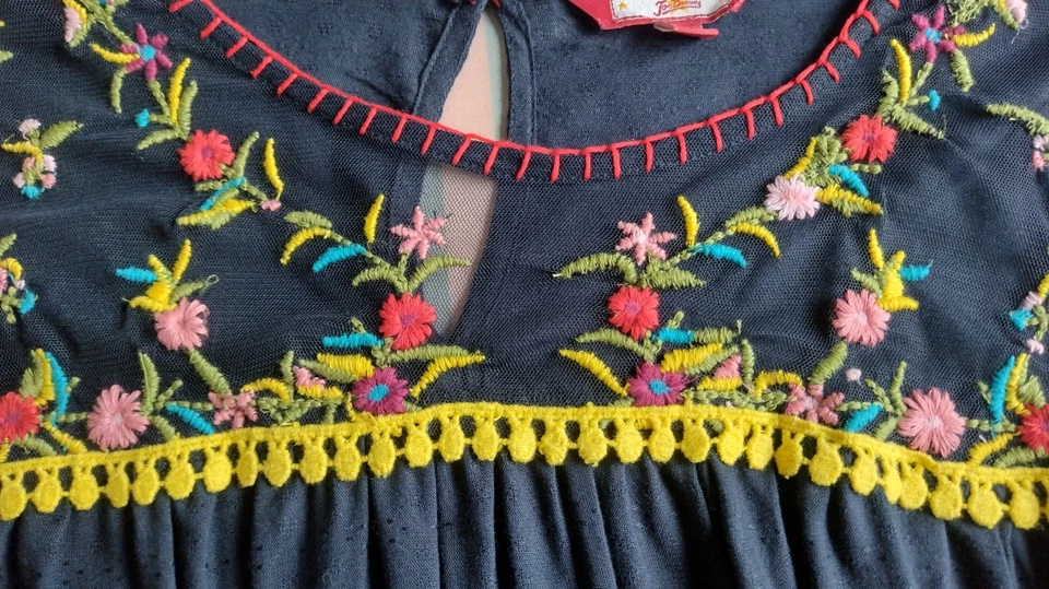 FABULOUS JOE BROWNS BLACK EMBROIDERED BOHO TOP SIZE UK 20 NEW WITHOUT TAGS - Image 3 of 4