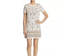 NWOT Tory Burch Avril Cotton Printed Tee Dress Cream Pink size small