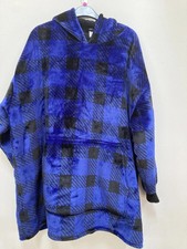 Primark Men Blue Black Check SNUDDIE Hooded Blanket Oversize Hoodie Snoodie L-XL
