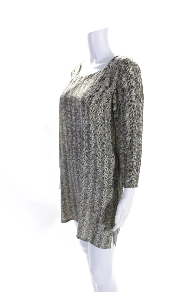 Joie женщин 3/4 рукав декольте напечатано шелк платье белый черный размер маленький - Изображение 2 из 4