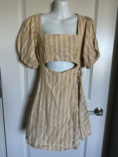 Zara Womens Stripe Zip Back Dress W/ Peak A Boo Hole- XS