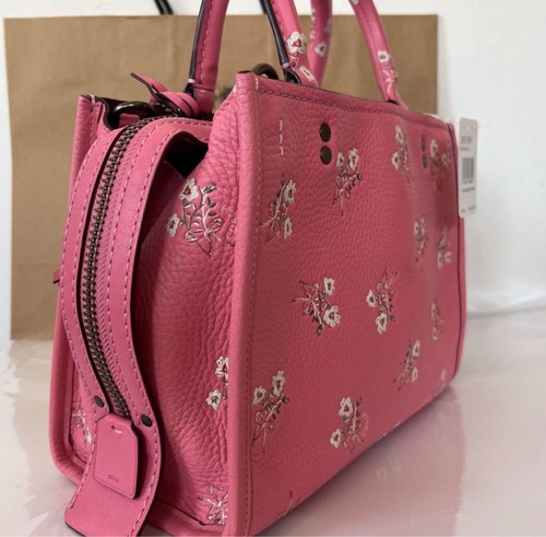 COACH Rogue 25 Floral Sequin Bow Print Handbag Purse Pink 26836 Online limited - Picture 17 of 24
