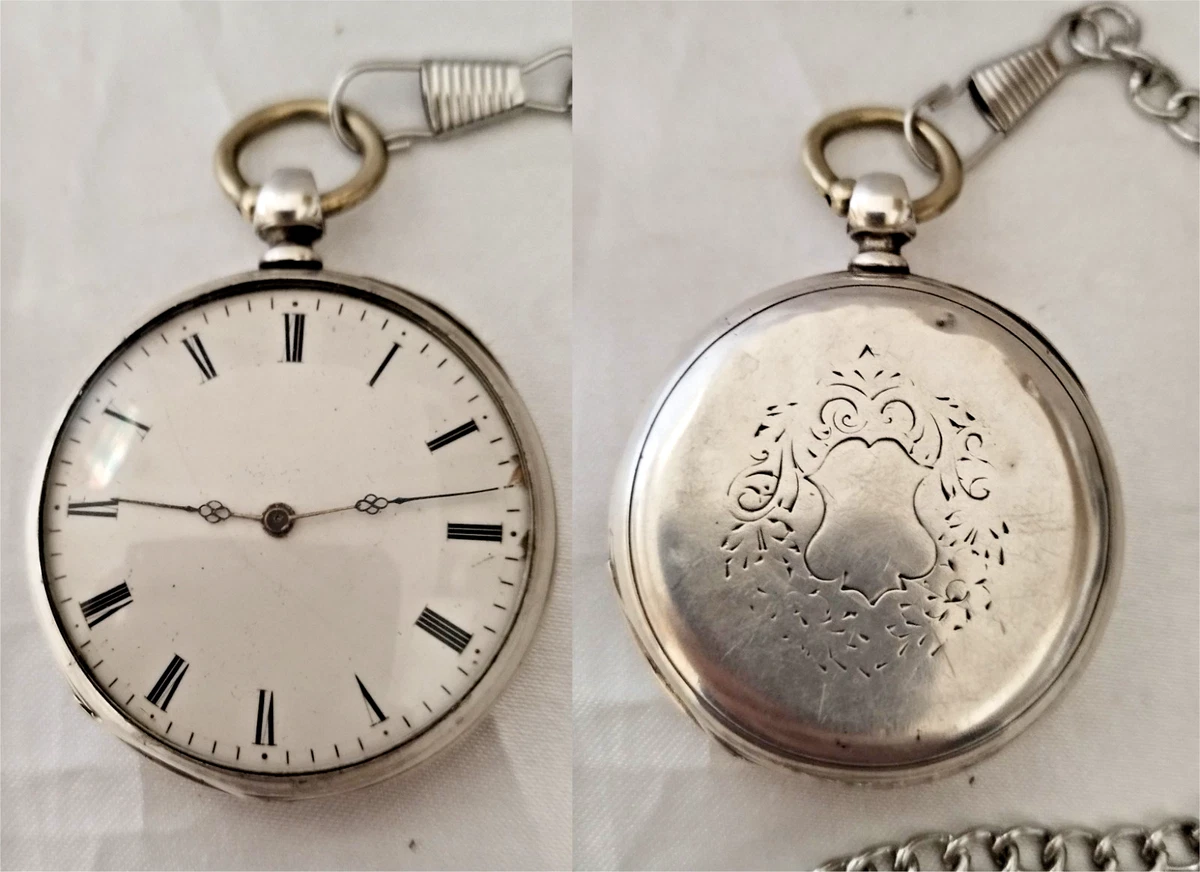 Montre Gousset En Argent Avec Clef De Remontage - Occasion, Style Vintage, Sans Marque