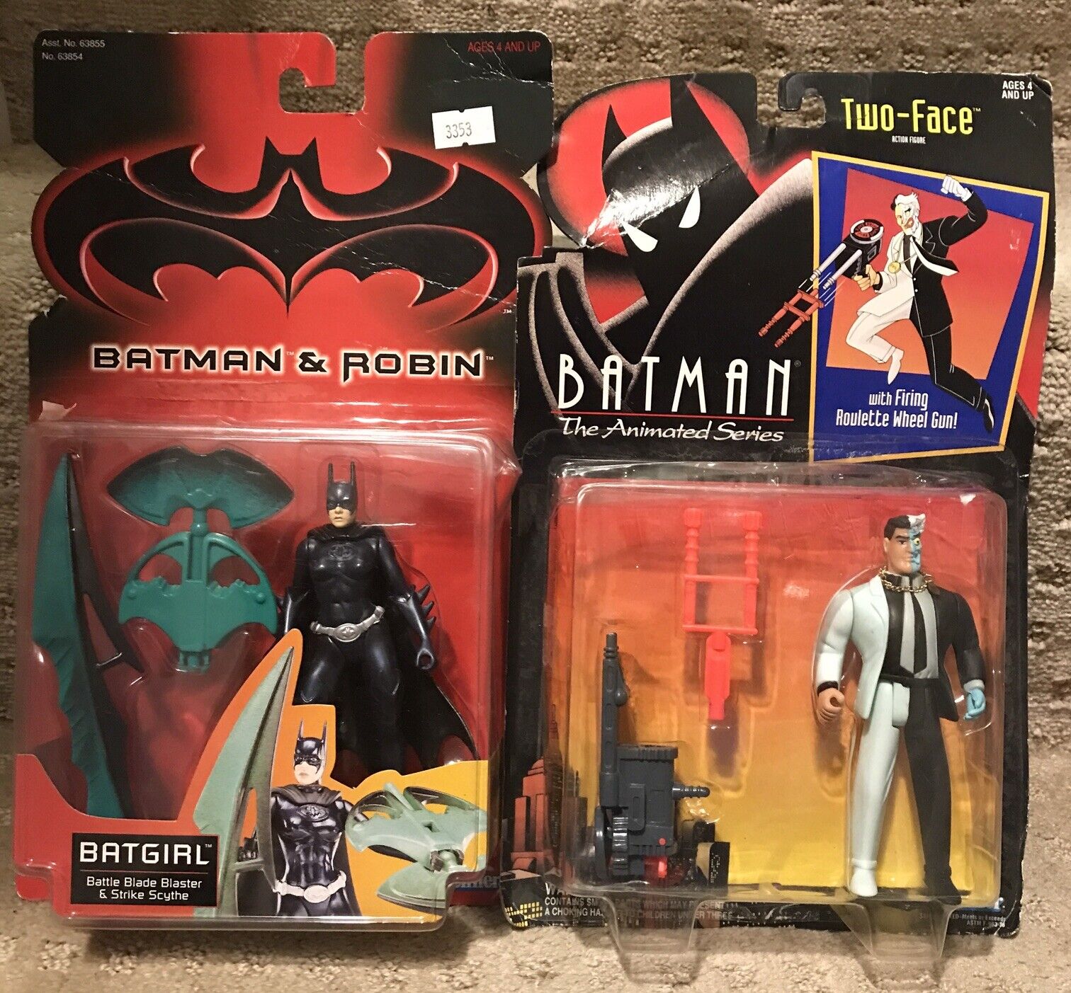 Vintage Kenner Batman The Animated Series Two-Face Action Figure With Batgirl
