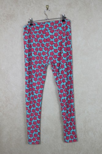 Leggings Lularoe TC altos y curvos verdes con flor estrella rosa NUEVOS ___R4D2 - Imagen 4 de 5