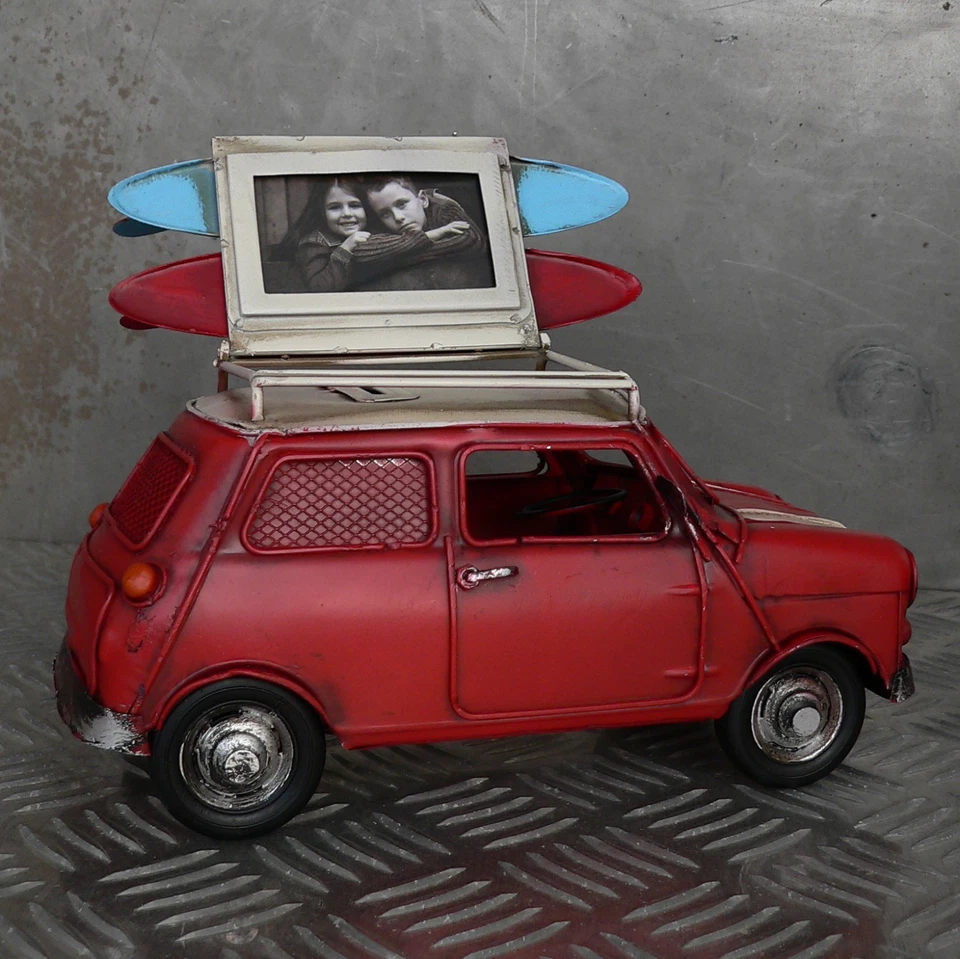 Blechmodell Mini Cooper rot mit Dachgepäckträger + geheime Spardose Bilderrahmen - Bild 3 von 4