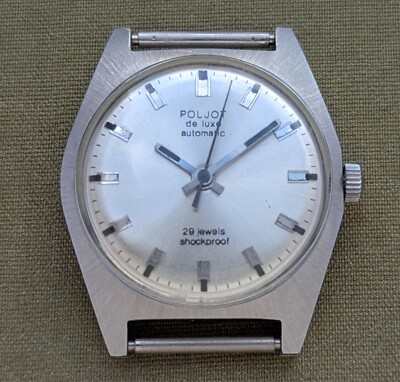 NOS soviet vintage all steel automatic ''Poljot de luxe'' rare ussr men's watch