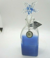 Aquatic Glass Perfume Bottle Sea Shell Stopper and Charm Blue Harbor