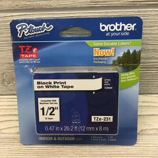 Genuine Brother TZe-231, 1/2" Black on White P-Touch TZ tape