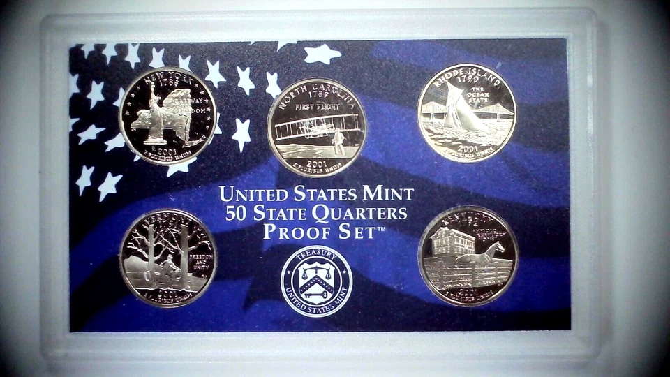 2001-S US Proof State Quarter Mint Set 5 Coins CN CLAD 24ctt0403 - Image 3 of 4