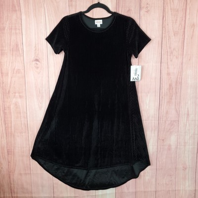 LuLaRoe Carly High Low Short Sleeve Dress Sz XXS Black NEW NWT