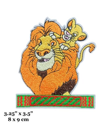 The Lion King Mufasa And Baby Simba Character Faces Embroidered Iron On Patch