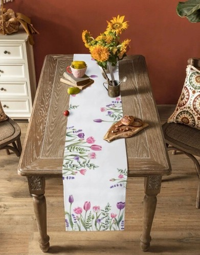 Spring Tulip Plant Flower Table Runners Party Decor Table Runners Wedding Decor - Picture 4 of 13