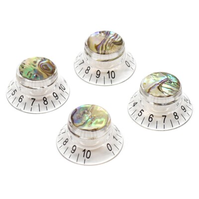4Pcs Clear Acrylic Inlaid Abalone Guitar Bass Hat Top Knobs Speed Control Knobs