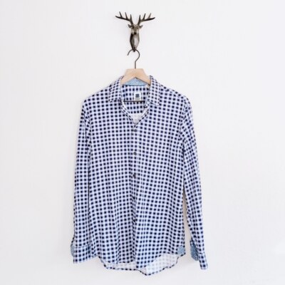 Brooklyn Brigade Men's Blue Gingham Button Down Shirt Size Medium
