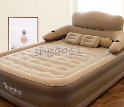 Inflatable High Raised Double King Size Air Bed Mattress with Pump & Pillow Kit