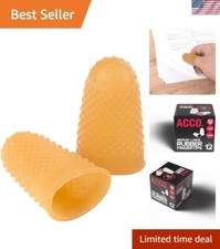 Medium/Large Rubber Finger Tips - Amber, Durable 12 Count for Quality Handling
