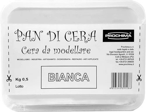 PROCHIMA PAN DI CERA BIANCA PASTA MORBIDA DA MODELLARE con le Mani o fusa  500gr
