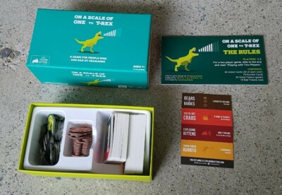 On A Scale Of One to T-Rex (Board Game) Exploding Kittens party card COMPLETE