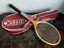 Vintage Soviet wooden tennis racket "Ukraine" 70s USSR with case.