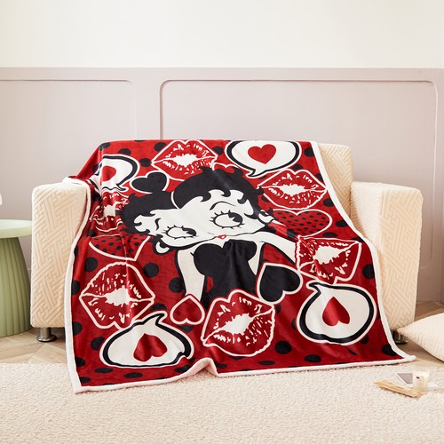 Manta polar Betty Boop tacto sedoso súper suave doble cara cálida - Imagen 3 de 37