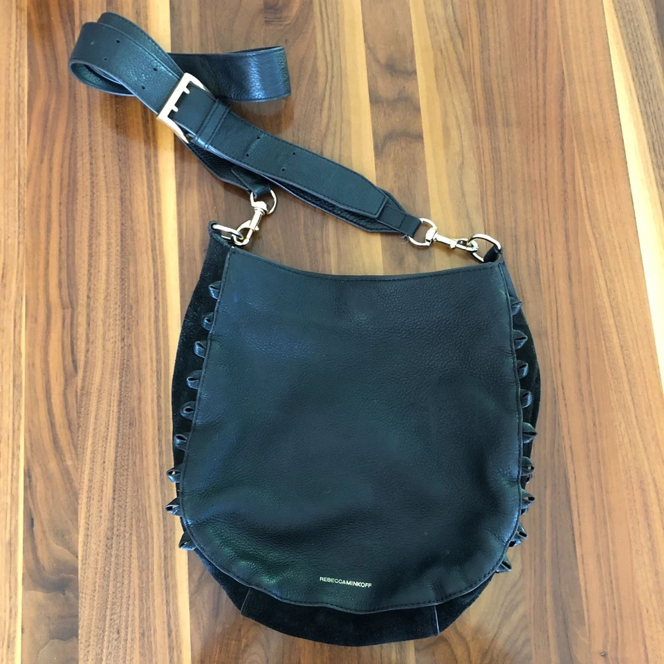 Bolso Bandolera Rebecca Minkoff Lima Hobo Cuero Gamuza Negro Sin Flecos Foto 2 de 4