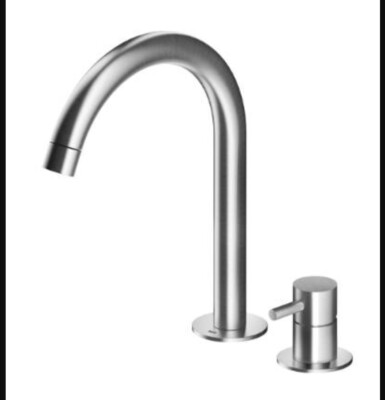 Robinet De Cuisine MGS MB260-P Inox Poli - Bec Haut 2 Trous R90 - Design Moderne Et Installation Facile